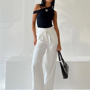 Princess Polly White Wide-Leg Pants